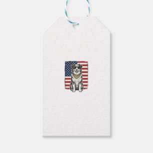 Etiqueta Para Presente Camisa Vintage Patriótica Cachorro Bandeira Americ