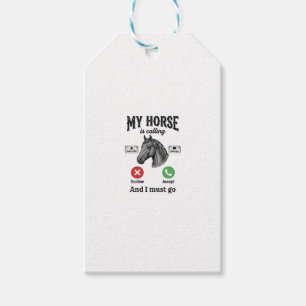 Etiqueta Para Presente Camiseta de gravura vintage de cavalo engraçado_1