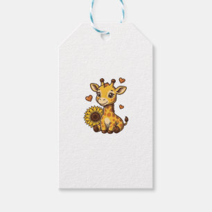 Etiqueta Para Presente Camiseta de Gravura Vintage de Girassol de Bebê Gi