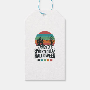 Etiqueta Para Presente Camiseta de Gravura Vintage de Halloween Espetacul