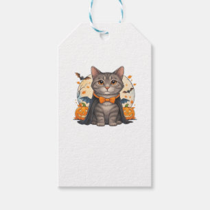 Etiqueta Para Presente Camiseta do Dia das Bruxas de Gato Vampiro Fofo G