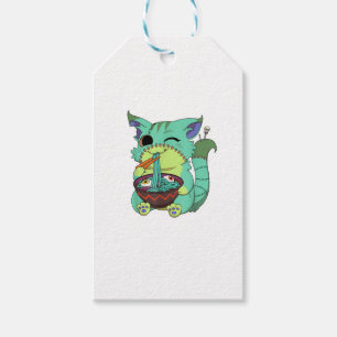 Etiqueta Para Presente Camiseta do Gato Ramen Anime Sinistro Pastel Goth 