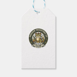 Etiqueta Para Presente Camiseta Gráfica de Dinossauro Pré-Histórico Gato 
