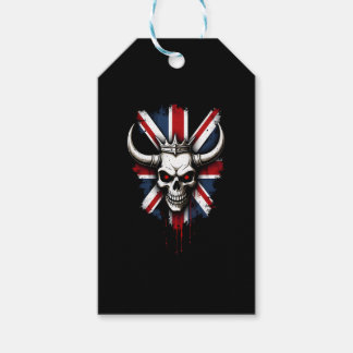 Etiqueta Para Presente Camiseta Premium Caveira Britânica Bandeira Inglat