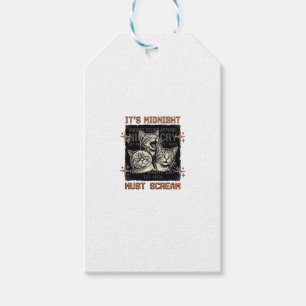 Etiqueta Para Presente Camiseta Vintage de Gatos Gritando à Meia-Noite En