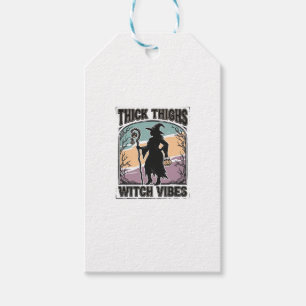 Etiqueta Para Presente Camiseta Vintage de Halloween Vibrações de Bruxa C