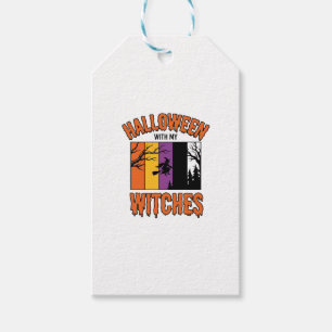 Etiqueta Para Presente Camiseta Vintage Halloween Bruxas Vassoura de Brux