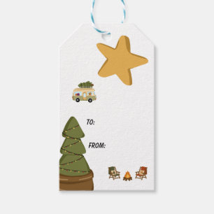 Etiqueta Para Presente Camper de Natal Aconchegante Personalizado