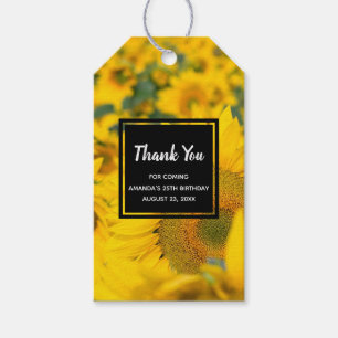 Etiqueta Para Presente Campo Amarelo de Girassóis Fotografia de Aniversár