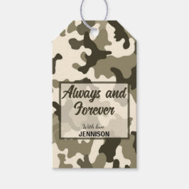 Etiqueta Para Presente Camuflagem Tons Terrosos de Marrom e Bege
