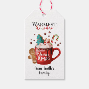 Etiqueta Para Presente Caneca de Cacau Quente Desejos Mais Quentes Natal