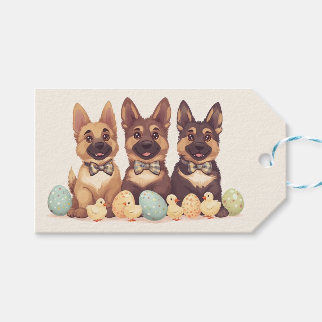 Etiqueta Para Presente Caninos do German shepherd da páscoa (Frente (horizontal))
