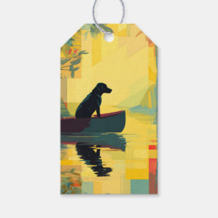 Etiqueta Para Presente Canoa Labrador Preto Minimalista da Natureza