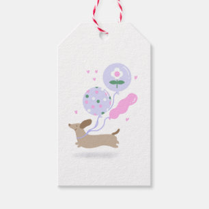 Etiqueta Para Presente Cão Cachshund Weiner Cão Cachinho Rosa