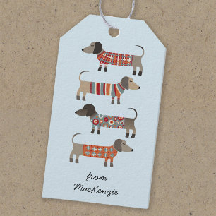Etiqueta Para Presente Cão de linguiça de Dachshund Personalizado