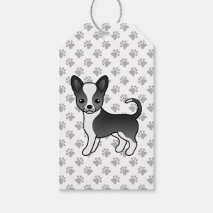 Etiqueta Para Presente Cão e patas, Casaco, preto e branco, suave, Chihua