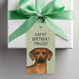 Etiqueta Para Presente Cão Leão Africano Rhodesian Ridgeback Raça Verde