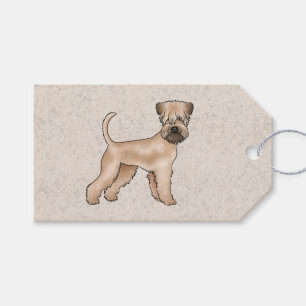 Etiqueta Para Presente Cão Terrier Wheaten de Capa Macia em Pé Sobre Bege