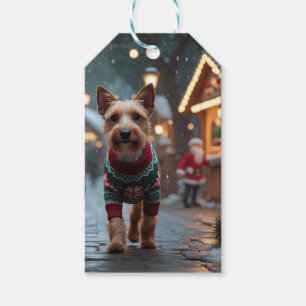 Etiqueta Para Presente Cão Wire Fox Terrier Natal Neve Férias