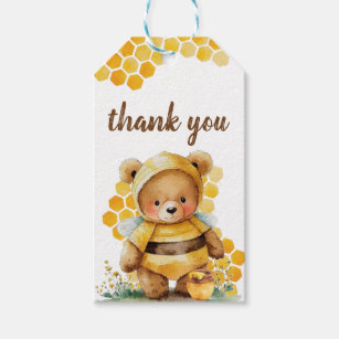 Etiqueta Para Presente Capas de mel e obrigado de ursinho de mel castanho