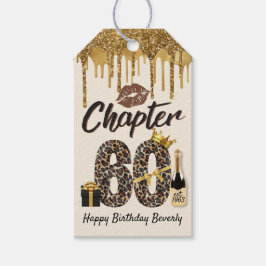 Etiqueta Para Presente Capítulo 60 Leopard Print 70 Birthday Queen Dourad