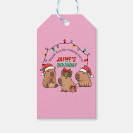 Etiqueta Para Presente Capivara Natal Feriado Aniversário Rosa