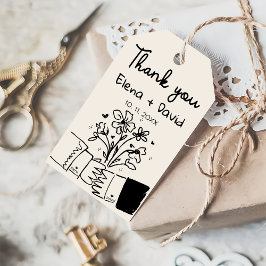 Etiqueta Para Presente Caprichoso Agradecimento de Casamento Floral Desen