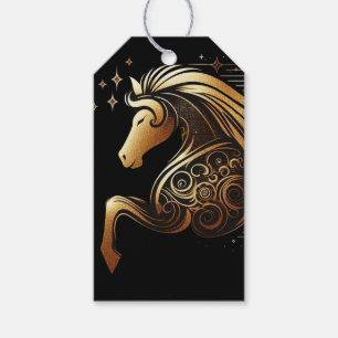 Etiqueta Para Presente Capricórnio Zodíaco Cavalo Dourado Astrologia