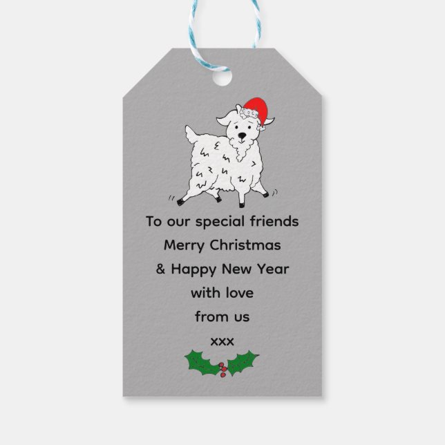Etiqueta Para Presente Caprinos festivos no Natal (Verso)