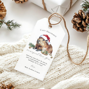Etiqueta Para Presente Capy Férias Capivara de Natal em Aquarela Fofa