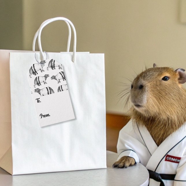 Etiqueta Para Presente Capybara Karate (Capybara and Karate Gift Tag)