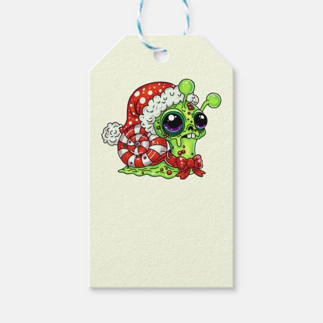 Etiqueta Para Presente Caracol de Natal Zombie (Frente)