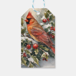 Etiqueta Para Presente Cardeal e Holly Christmas Gift Tag