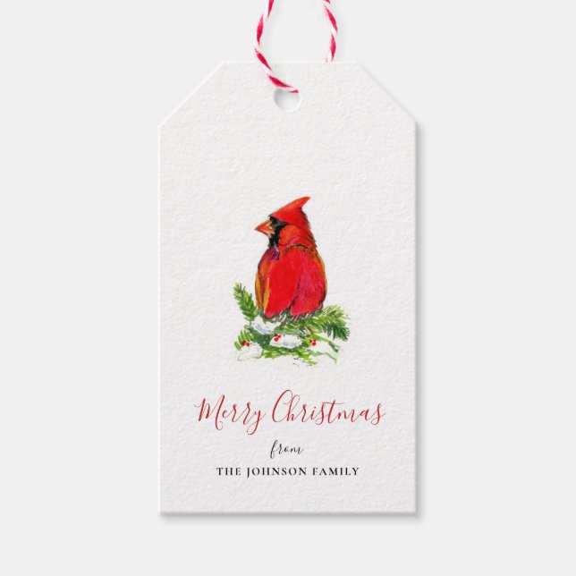 Etiqueta Para Presente Cardinal pintado em pinheiro galho (Frente)