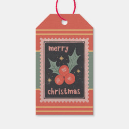 Etiqueta Para Presente Carimbo de Natal Personalizado de Papel Retrô Folh