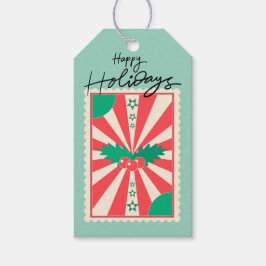 Etiqueta Para Presente Carimbo de Papel Retro Personalizado com Azevinho 