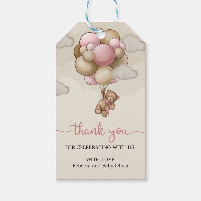 Etiqueta Para Presente Carneiro rosa-rosa-bege-castanho-obrigado (Frente)