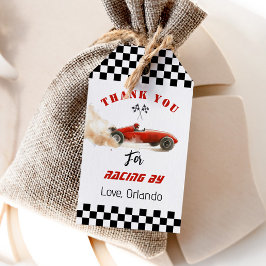 Etiqueta Para Presente Carro de corrida vermelho Menino corrida aniversár