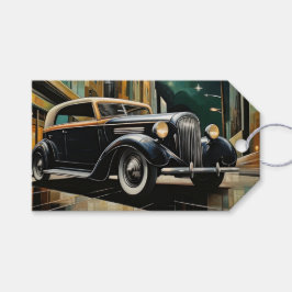 Etiqueta Para Presente Carro vintage Art Deco Cityscape Black Dourada Gif