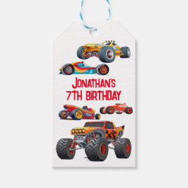 Etiqueta Para Presente Carros-Caminhão Race Monster Correndo Aniversário