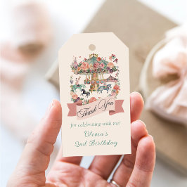 Etiqueta Para Presente Carrossel Horse Carnaval Aniversário Obrigado