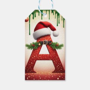 Etiqueta Para Presente Carta A de Chapéu de Papai Noel para Presentes de