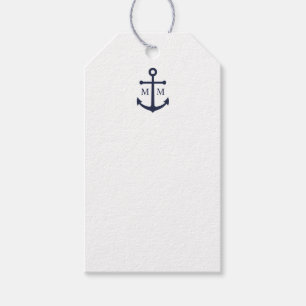 Etiqueta Para Presente Cartão de Aviso de Casamento de Âncora Azul Marinh