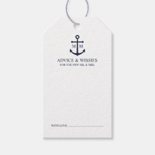 Etiqueta Para Presente Cartão de Aviso de Casamento de Âncora Azul Marinh