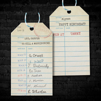 Etiqueta Para Presente Cartão de Biblioteca Vintage Personalizado