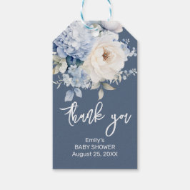 Etiqueta Para Presente Cartão de chá de fraldas floral azul e branco