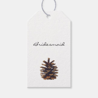 Etiqueta Para Presente Cartão de Escolta de Casamento Pine Cone Pintado
