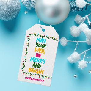 Etiqueta Para Presente Cartão de Imagem Fotográfica com Luzes de Natal Br