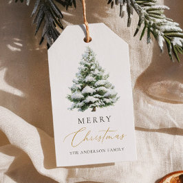 Etiqueta Para Presente Cartão de Natal de Árvore de Pinheiro Minimalista