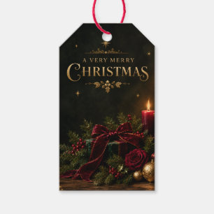 Etiqueta Para Presente Cartão de Natal de Luxo Elegante, Laço de Veludo
